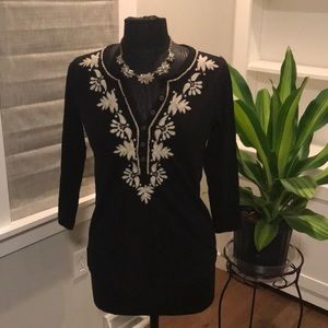 Lucky Brand Embroidered Blouse Sz M